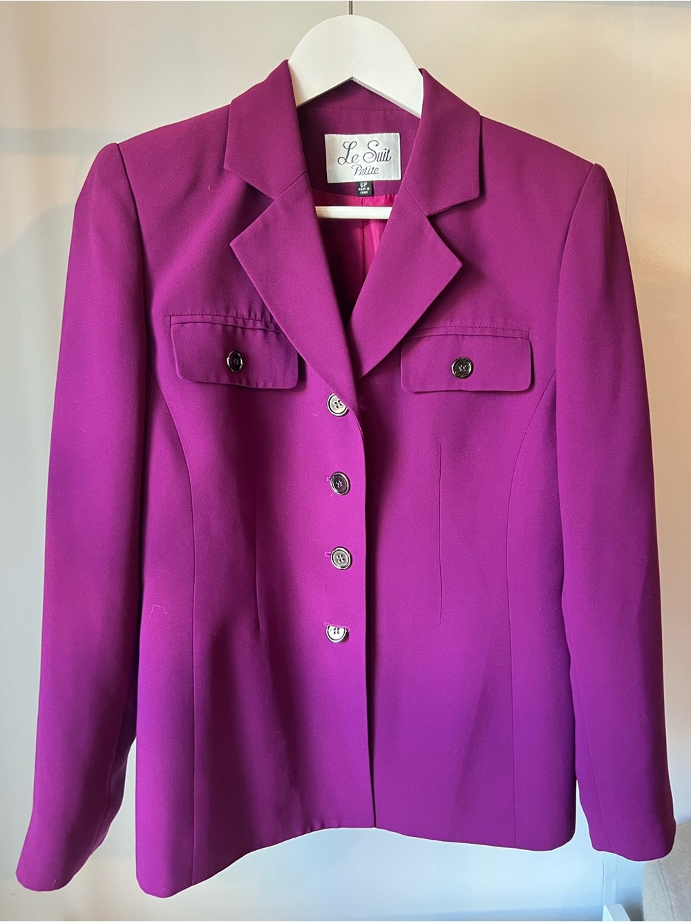 Le Suit Petite Vintage Magenta Tailored Blazer Size 6P
